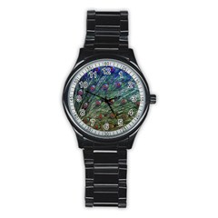 Peacock Feathers Colorful Feather Stainless Steel Round Watch by Pakrebo