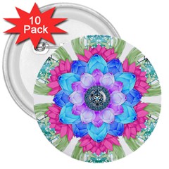 Lotus Flower Bird Metatron S Cube 3  Buttons (10 Pack)  by Pakrebo