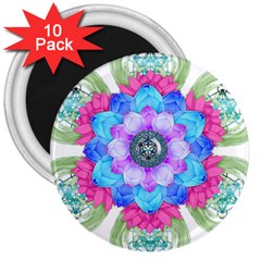 Lotus Flower Bird Metatron S Cube 3  Magnets (10 Pack)  by Pakrebo