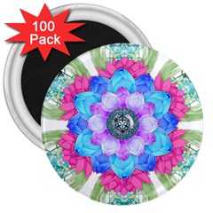 Lotus Flower Bird Metatron S Cube 3  Magnets (100 Pack) by Pakrebo