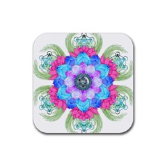 Lotus Flower Bird Metatron S Cube Rubber Coaster (square)  by Pakrebo