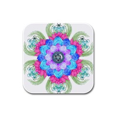 Lotus Flower Bird Metatron S Cube Rubber Square Coaster (4 Pack)  by Pakrebo