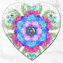 Lotus Flower Bird Metatron S Cube Jigsaw Puzzle (heart) by Pakrebo