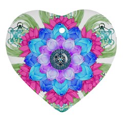 Lotus Flower Bird Metatron S Cube Heart Ornament (two Sides) by Pakrebo