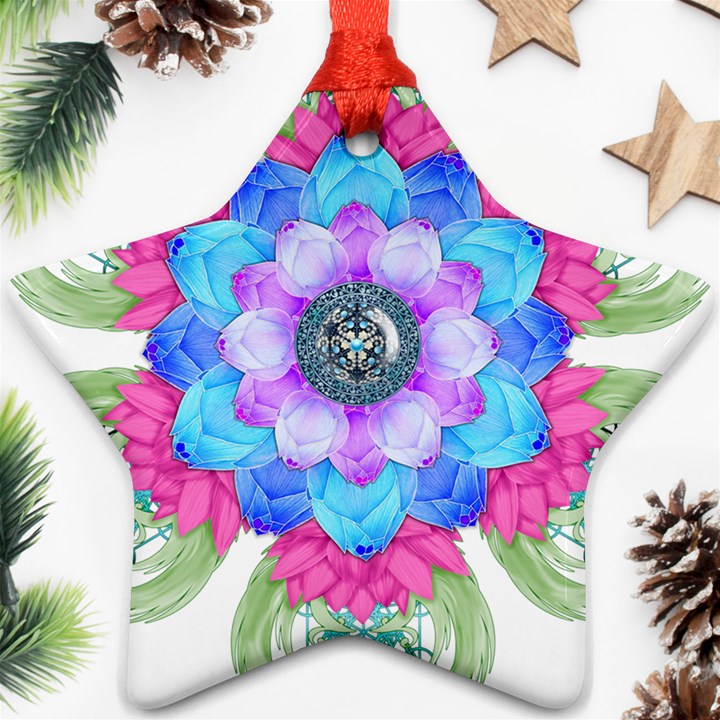 Lotus Flower Bird Metatron S Cube Star Ornament (Two Sides)