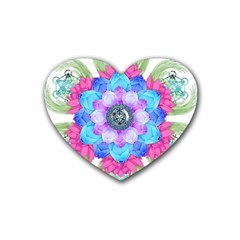 Lotus Flower Bird Metatron S Cube Rubber Coaster (heart)  by Pakrebo