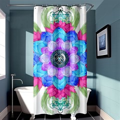 Lotus Flower Bird Metatron S Cube Shower Curtain 36  X 72  (stall)  by Pakrebo