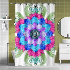 Lotus Flower Bird Metatron S Cube Shower Curtain 48  X 72  (small)  by Pakrebo