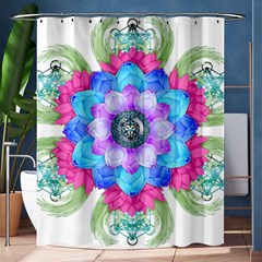 Lotus Flower Bird Metatron S Cube Shower Curtain 60  X 72  (medium)  by Pakrebo