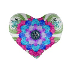 Lotus Flower Bird Metatron S Cube Standard 16  Premium Heart Shape Cushions by Pakrebo