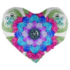 Lotus Flower Bird Metatron S Cube Large 19  Premium Heart Shape Cushions by Pakrebo