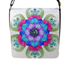 Lotus Flower Bird Metatron S Cube Flap Closure Messenger Bag (l) by Pakrebo