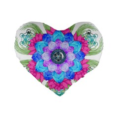 Lotus Flower Bird Metatron S Cube Standard 16  Premium Flano Heart Shape Cushions by Pakrebo