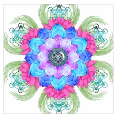 Lotus Flower Bird Metatron S Cube Large Satin Scarf (square) by Pakrebo