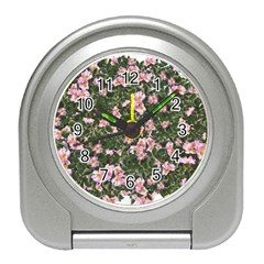 Pink Flowers Leaves Spring Garden Travel Alarm Clock by Pakrebo