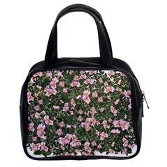 Pink Flowers Leaves Spring Garden Classic Handbag (two Sides) by Pakrebo