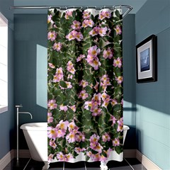 Pink Flowers Leaves Spring Garden Shower Curtain 36  X 72  (stall)  by Pakrebo