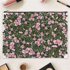 Pink Flowers Leaves Spring Garden Cosmetic Bag (xxxl) by Pakrebo