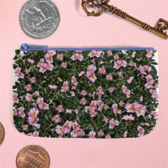 Pink Flowers Leaves Spring Garden Large Coin Purse by Pakrebo