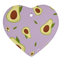 Avocado Green With Pastel Violet Background2 Avocado Pastel Light Violet Ornament (heart) by genx