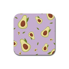 Avocado Green With Pastel Violet Background2 Avocado Pastel Light Violet Rubber Coaster (square)  by genx