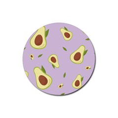 Avocado Green With Pastel Violet Background2 Avocado Pastel Light Violet Rubber Coaster (round)  by genx