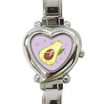 Avocado Green With Pastel Violet Background2 Avocado Pastel Light Violet Heart Italian Charm Watch Front