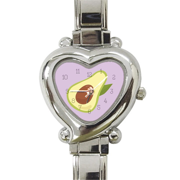 Avocado Green With Pastel Violet Background2 Avocado Pastel Light Violet Heart Italian Charm Watch