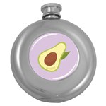 Avocado Green With Pastel Violet Background2 Avocado Pastel Light Violet Round Hip Flask (5 oz) Front