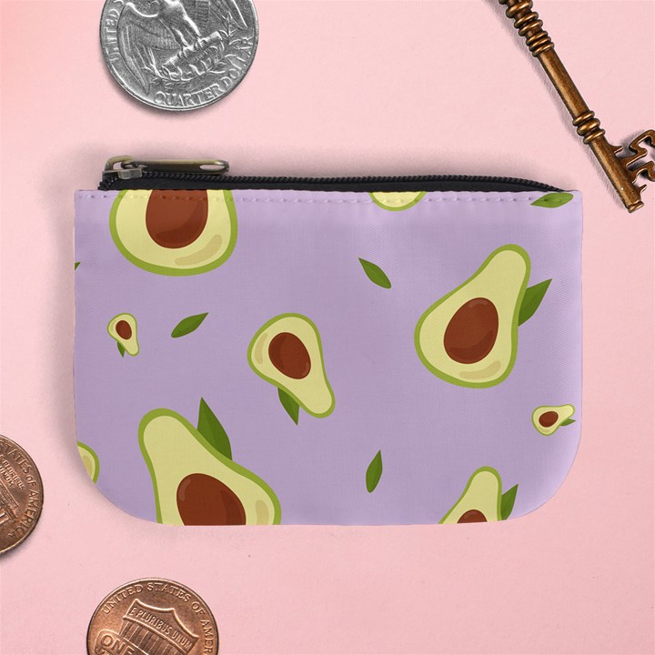 Avocado Green With Pastel Violet Background2 Avocado Pastel Light Violet Mini Coin Purse