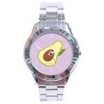 Avocado Green With Pastel Violet Background2 Avocado Pastel Light Violet Stainless Steel Analogue Watch Front