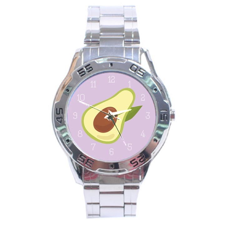 Avocado Green With Pastel Violet Background2 Avocado Pastel Light Violet Stainless Steel Analogue Watch