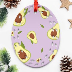 Avocado Green With Pastel Violet Background2 Avocado Pastel Light Violet Oval Filigree Ornament (two Sides) by genx