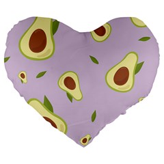 Avocado Green With Pastel Violet Background2 Avocado Pastel Light Violet Large 19  Premium Heart Shape Cushions by genx