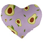 Avocado Green With Pastel Violet Background2 Avocado Pastel Light Violet Large 19  Premium Heart Shape Cushions Front