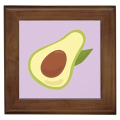 Light Green Retro Avocado Pattern On Pastel Violet Background Framed Tiles by genx