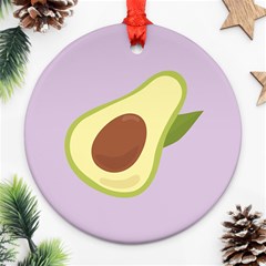 Light Green Retro Avocado Pattern On Pastel Violet Background Ornament (round) by genx