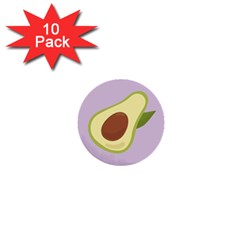 Light Green Retro Avocado Pattern On Pastel Violet Background 1  Mini Buttons (10 Pack)  by genx