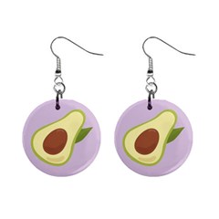 Light Green Retro Avocado Pattern On Pastel Violet Background Mini Button Earrings by genx