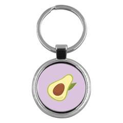 Light Green Retro Avocado Pattern On Pastel Violet Background Key Chains (round)  by genx