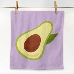 Light Green Retro Avocado Pattern On Pastel Violet Background Face Towel by genx