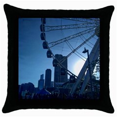 Navy Pier Chicago Throw Pillow Case (black) by Riverwoman