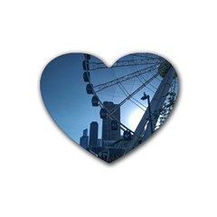 Navy Pier Chicago Rubber Coaster (heart)  by Riverwoman