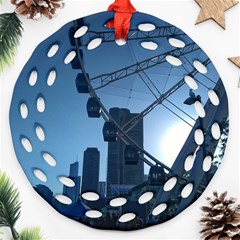 Navy Pier Chicago Ornament (round Filigree) by Riverwoman