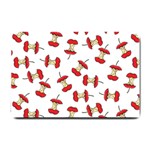 Red Apple Core Funny Retro Pattern Half on white background Small Doormat  24 x16  Door Mat