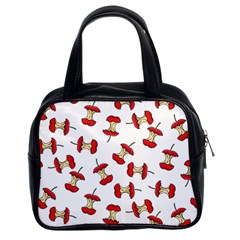 Red Apple Core Funny Retro Pattern Half On White Background Classic Handbag (two Sides) by genx