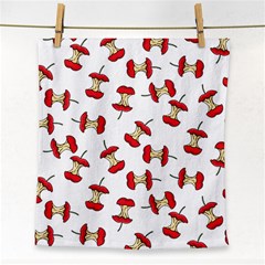 Red Apple Core Funny Retro Pattern Half On White Background Face Towel by genx