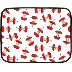 Red Apple Core Funny Retro Pattern Half On White Background Fleece Blanket (mini) by genx