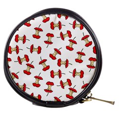 Red Apple Core Funny Retro Pattern Half On White Background Mini Makeup Bag by genx