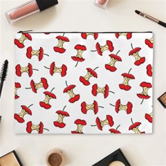 Red Apple Core Funny Retro Pattern Half On White Background Cosmetic Bag (xl) by genx